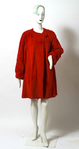 J. Mendel Ladies' Red Sheared Fur Coat