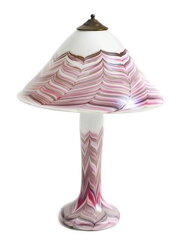 A Blown Glass Lamp and Shade, Drew Smith, Height 23 inches.