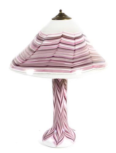 A Blown Glass Lamp and Shade, Drew Smith, Height 22 1/2 inches.
