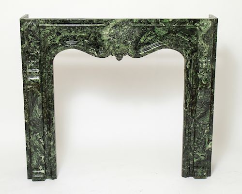 Louis XV Manner Green Faux Marble Fireplace Mantel