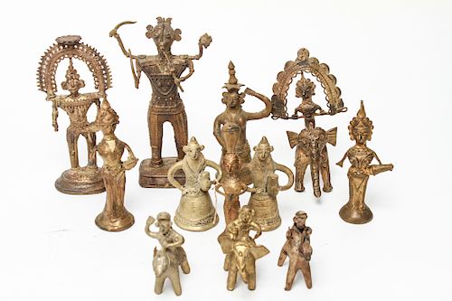 Indian Dhokra Brass Hindu Deity Figures, 12 Pcs.