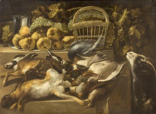 Attributed to Pieter van Boucle, (Flemish, c. 1610-1673), Still Life with Fruit and Game