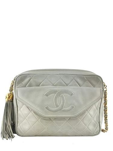 Chanel Vintage Quilted Lambskin Tassel Camera Case Bag
