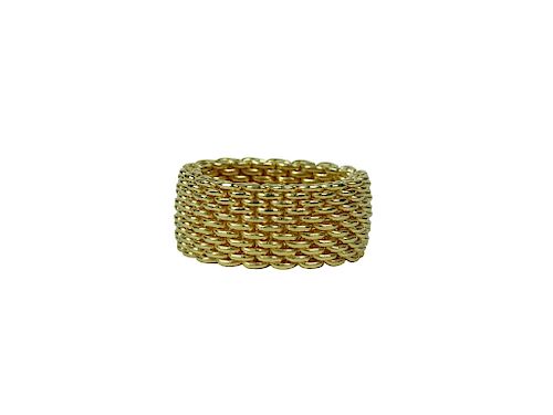 Tiffany 18 Karat Yellow Gold Mesh Ring