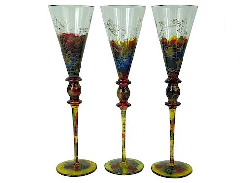 (3) Collection of Three Murano Art Glass Glasses