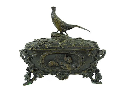 Auguste N Cain Victorian French Bronze Jewelry Box