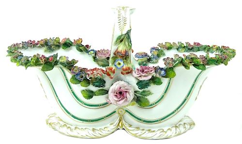 Russian Porcelain Floral Decoration Basket.