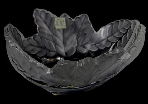 Lalique Crystal Leaf Bowl