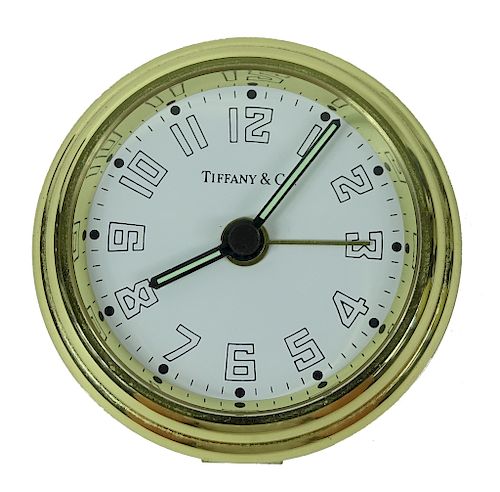 Tiffany & Co Desk Clock With Leather Case.