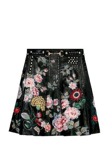 Gucci Hand-Painted Leather Skirt Size M NEW