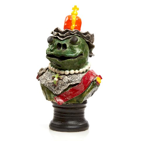 Ceramic Bust, David Gilhooly III (1943-2013), "Frog Victoria"