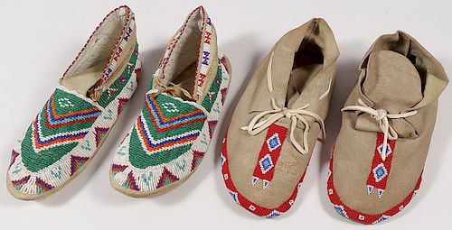 A PAIR OF BEADED MOCCASINS
