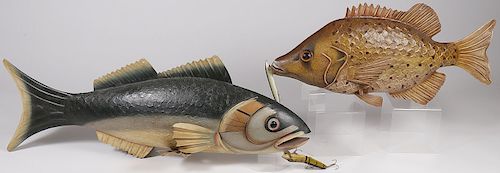 LARGE PAINTED TIN FISH DECOYS