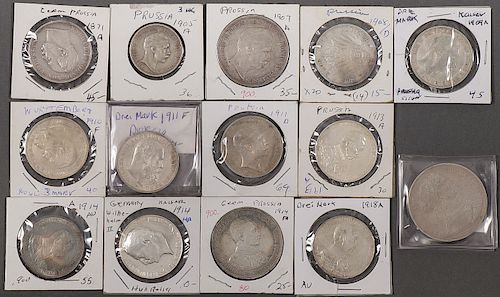 14 GERMAN & PRUSSIAN SILVER PIECES