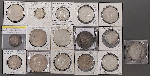 16 GERMAN & PRUSSIAN SILVER PIECES