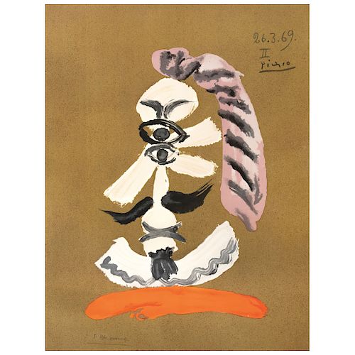 PABLO PICASSO, Tte d'homme III, from the "Portraits Imaginaires 1969" portfolio. 