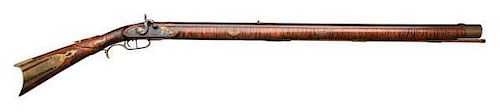 Heavy Barrel Full-Stock Flintlock Converted to Percussion Kentucky-style Rifle with Barrel by J. F. Gehrett 