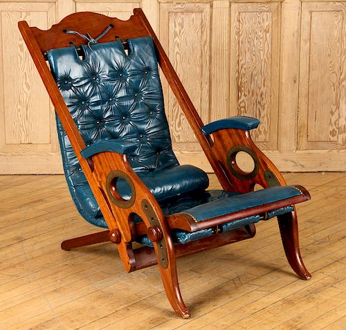 ADJUSTABLE MAHOGANY CAMPAIGN STYLE CHAIR C.1950