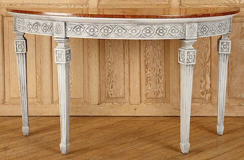 ADAMS STYLE DEMILUNE CONSOLE SATINWOOD TOP