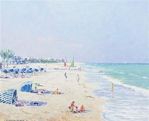 Niek van der Plas, (Dutch, b. 1954), Large Beach Scene