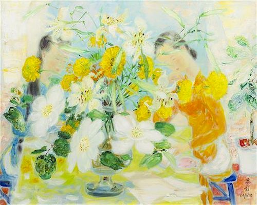 Le Pho, (French/Vietnamese, 1907-2001), Two Figures with a Bouquet
