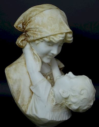 20th Century Italian Alabaster Mother And Child