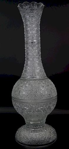 Very Large Cut Crystal Centerpiece Vase