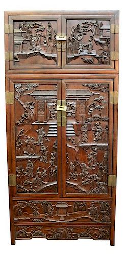 Chinese Zitan Wood Cabinet, 19th Century
