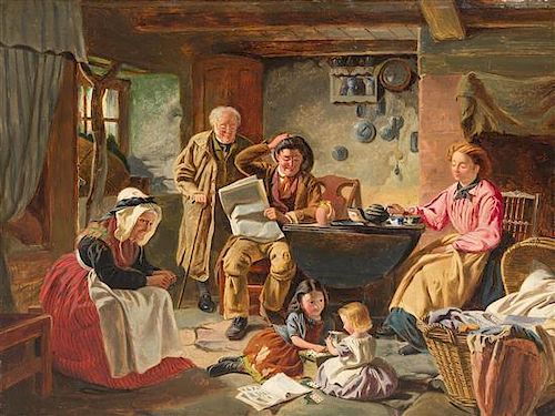 John Faed, (Scottish, 1820-1902), Family in the Kitchen