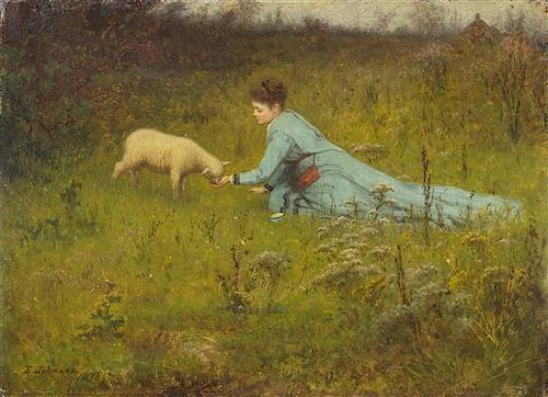 Eastman Johnson, (American, 1824-1906), The Pet Lamb, 1873