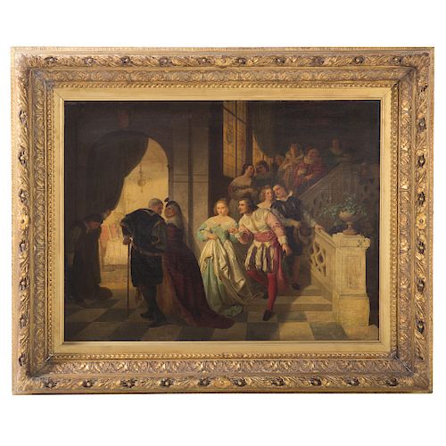 Von Rustige. "The Betrothal Dinner," Oil on Canvas