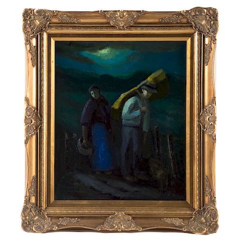 Constantine Cherkas. Two Figures in Moonlight, Oil