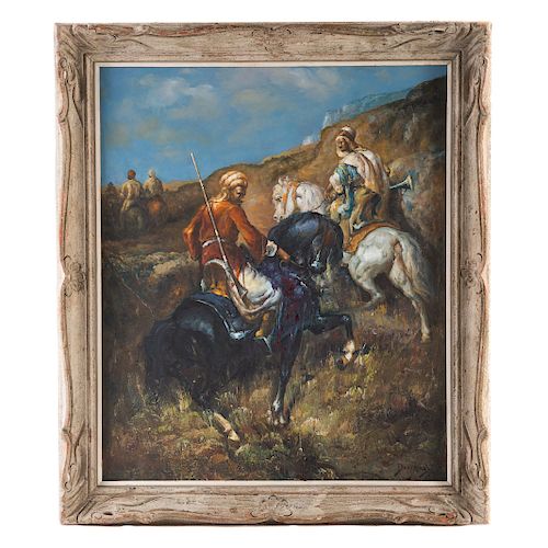 Devereux. Arabs on Horseback, Oil on Canvas