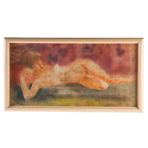 Edoardo Alfieri. Impressionist Nude, Oil on Canvas