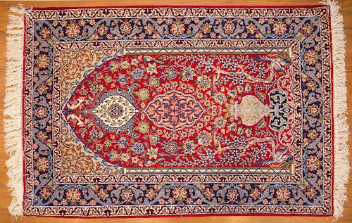 Fine Persian Ispahan Prayer Rug, approx. 3.6 x 5.2