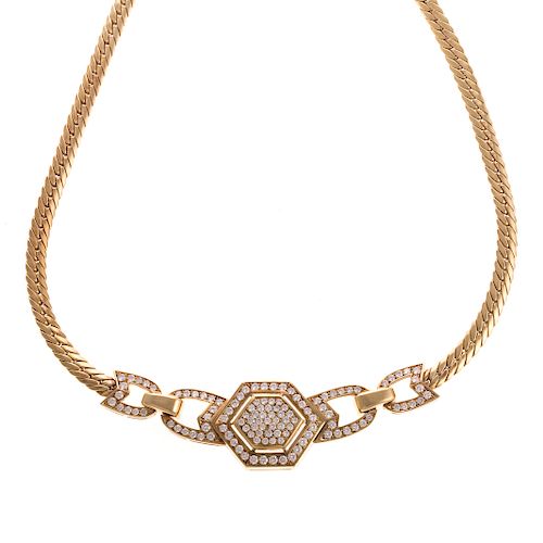 A Ladies 18K Pave Diamond Necklace