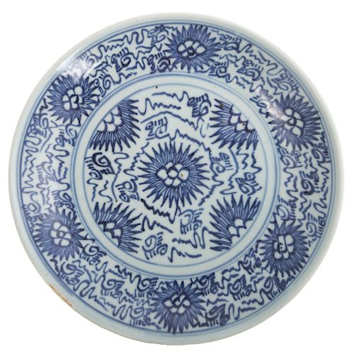 Chinese Export Blue and White Porcelain Plate