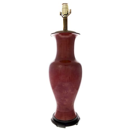 Chinese Sang de Boeuf Porcelain Vase Lamp