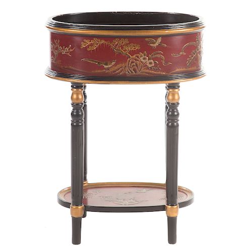 Chinoiserie Red Japanned Plant Stand