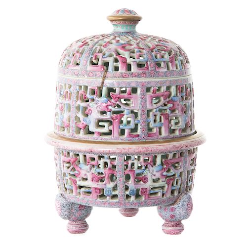 Rare Chinese Famille Rose Porcelain Censer