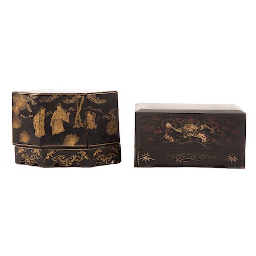 Two Chinese Black Lacquer Boxes