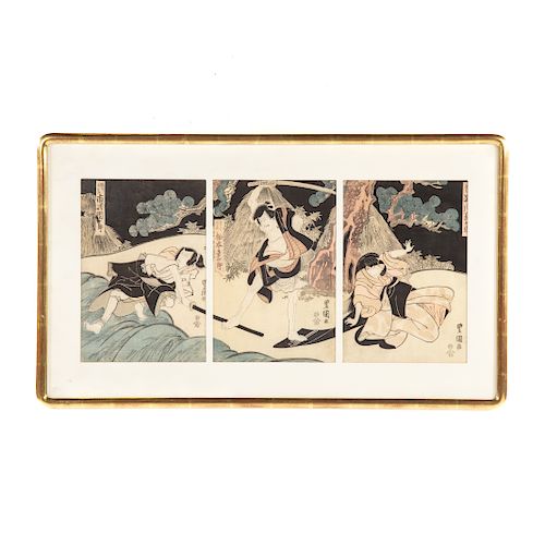 Japanese Color Woodblock Triptych