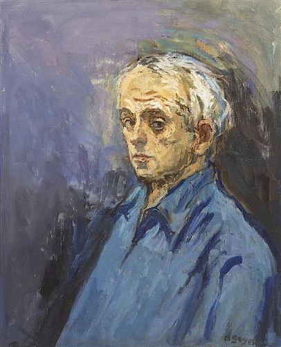 Moses Soyer, (American, 1899-1974), Self-Portrait in Blue