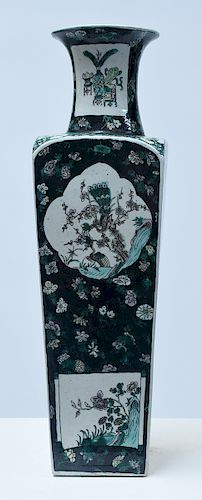 Chinese enamel decorated square vase