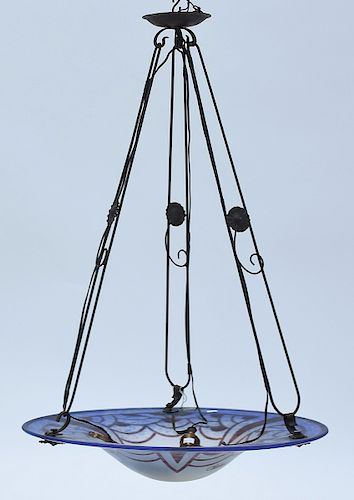 Charder cameo glass Art Deco hanging light fixture