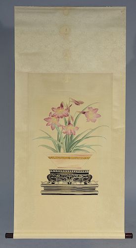 Chinese painted scroll of orchid