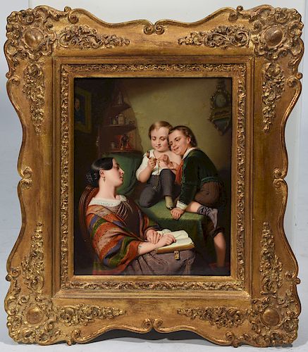 Berlin 19th C. hard paste porcelain plaque with unusual subject matter
