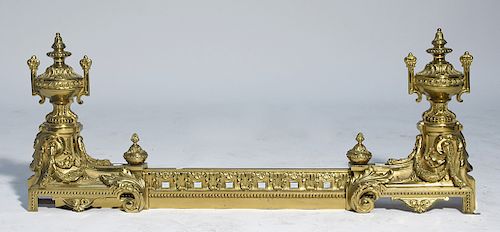 French 19th C. brass adjustable fireplace fender