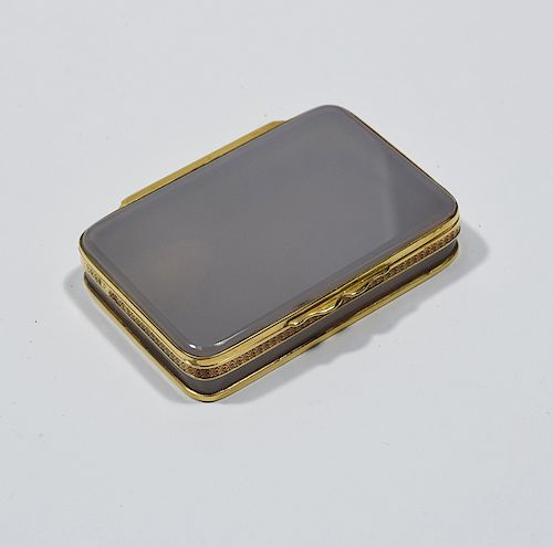 18K yellow gold, and agate cigarette box