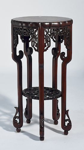 Chinese carved rosewood round stand